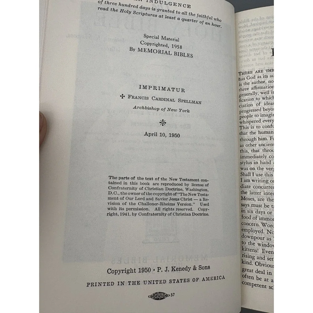 1958 Holy Bible Memorial Edition Illustrated with‎ Wooden Cover